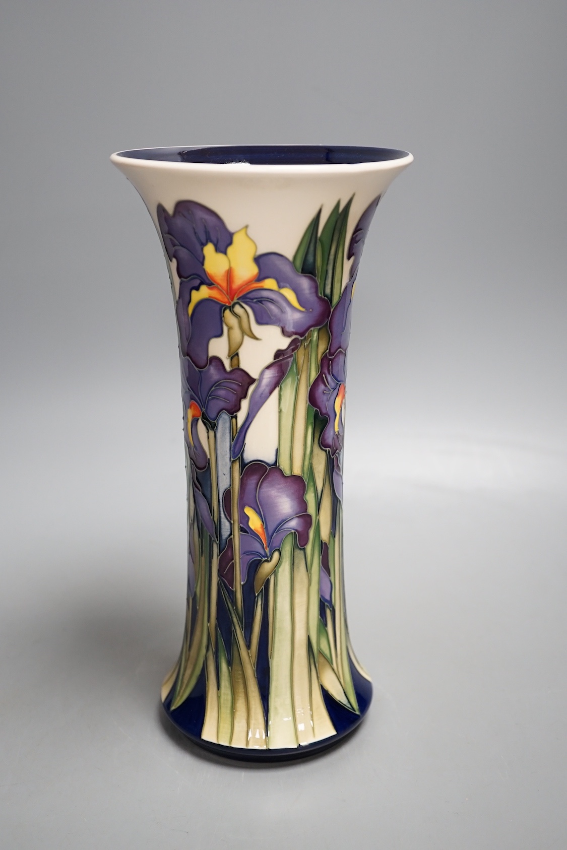 A Moorcroft 'iris shadows' vase by Kerry Godwin, limited edition 99, 2011, 25.5 cms high.